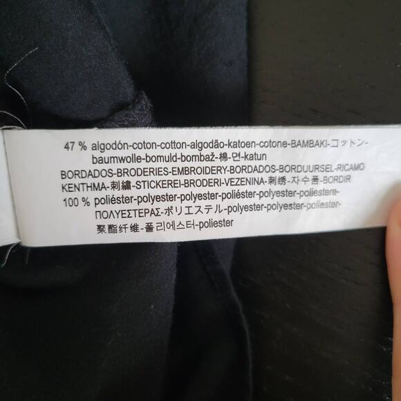 ZARA Fairy Grunge Blouse Black Floral Bell Sleeves Semi Sheer Women XS - Picture 13 of 15